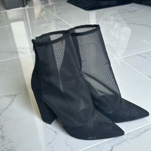 Black mesh heel booties